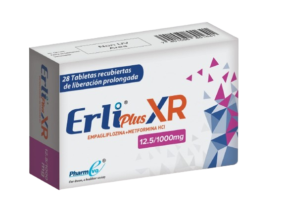 Erli Plus 12.5/1000 mg (Empagliflozina + Metformina XR) X 28 Tabletas