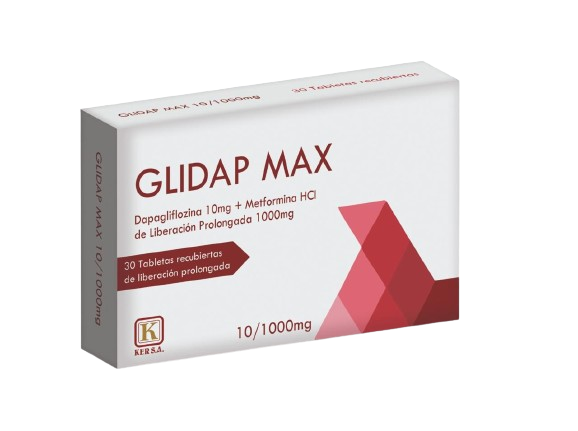 GLIDAP MAX 10/1000 MG (DAPAGLIFLOZINA + METFORMINA XR) X 30 TABLETAS